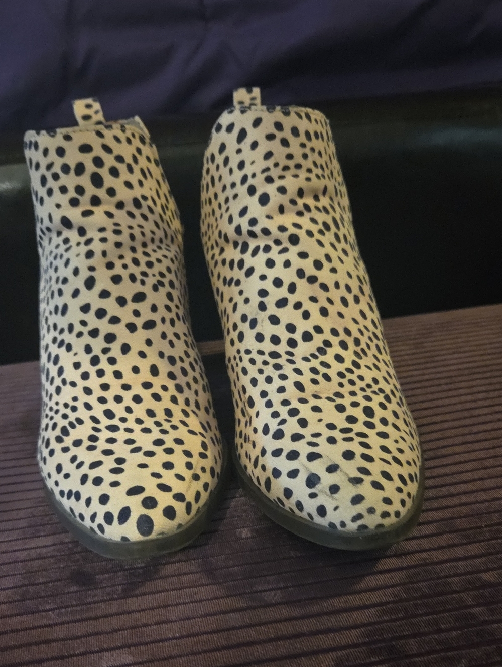 Women’s Cream and Black Leopard Print Ankle Boots